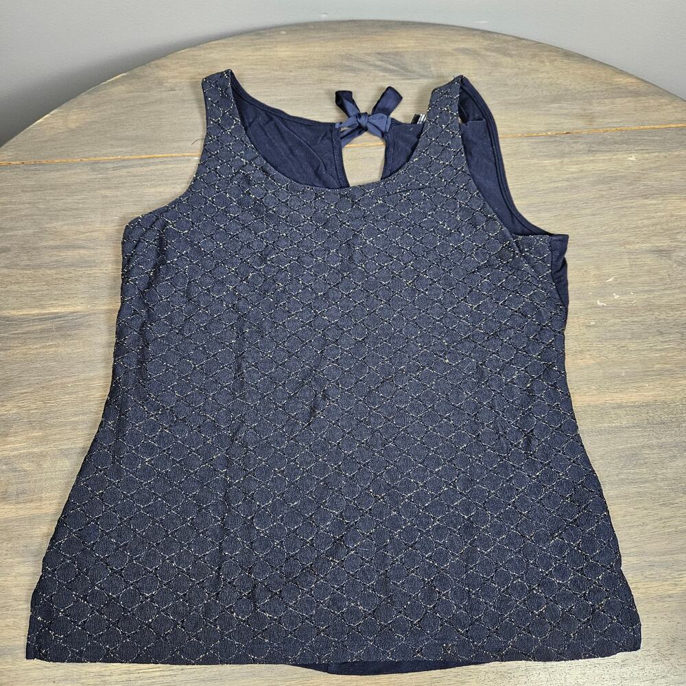 The Limited Navy Gold‎ Metallic Textured Tank Top Women’s Medium Tie Back